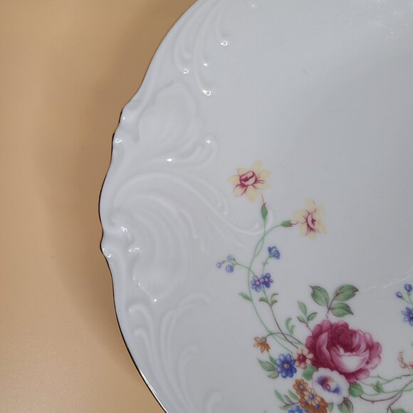 Wawel Embossed Multicolor Florals 13" Oval Serving Platter WAV6 Pattern - Picture 2 of 5